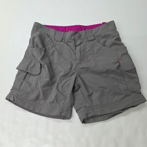 The North Face Girls Gray Cargo Shorts with Pink Waistband